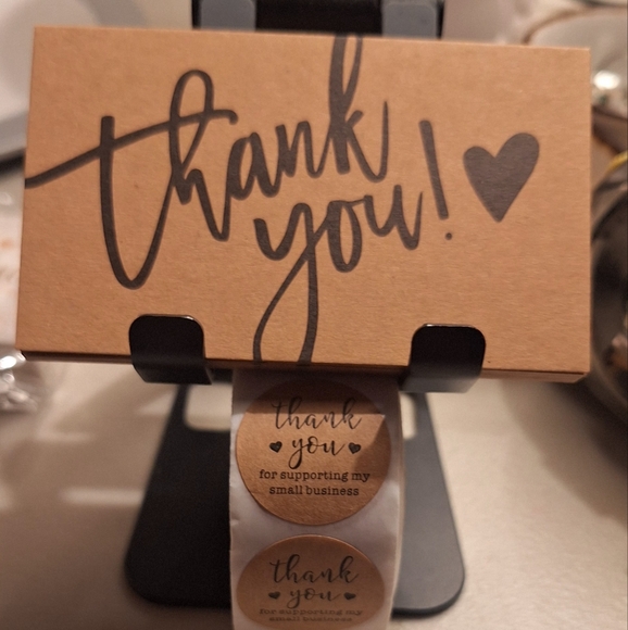 🦋LAST ONE 550ct-50 Kraft Paper Thank You Cards +500 Kraft Paper TY Stickers - Picture 3 of 6